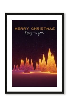 AI-generated "Merry Christmas" theme background with snowy Christmas trees at night
