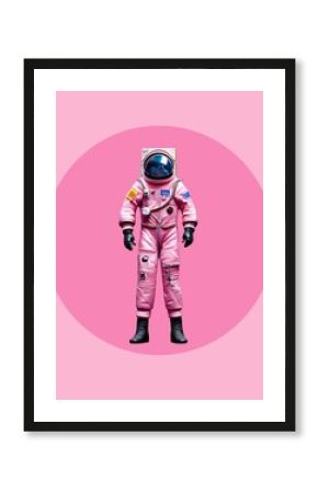 AI-generated astronaut in a space suit isolated on a pink background