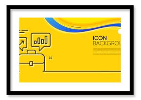 Business portfolio with Growth charts line icon. Abstract yellow background. Job Interview sign. Minimal business portfolio line icon. Wave banner concept. Vector