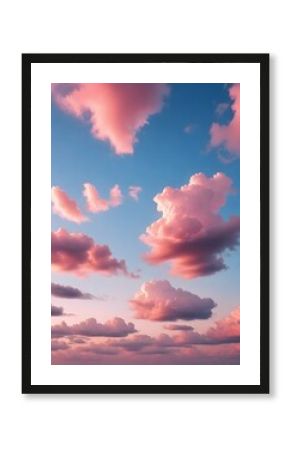 Pink clouds in a blue sky during sunset