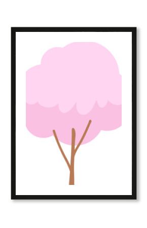 A pink tree with no leaves. It is a very simple drawing of a tree