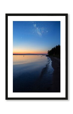 The Milky Way and Stars Start to Appear Over East Arm Grand Traverse Bay, Michigan at Sunset