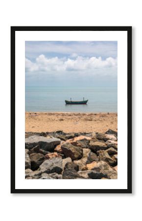 Abandoned fishing boat in the sea