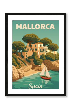 Mallorca Spain vintage travel poster