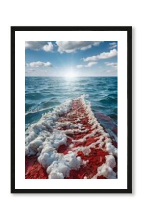 Sea opening up creating a land passage. Parting of the red sea conceptual theme.
