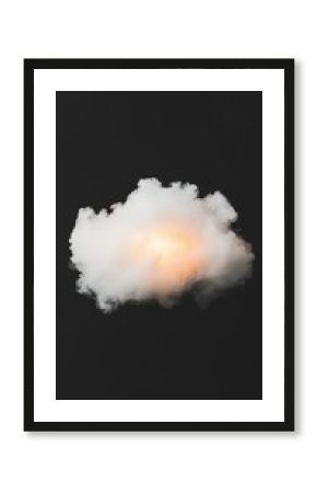 Single Illuminated Cloud Against Dark Background