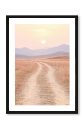 Solitary Trail Through Dry Field at Sunset