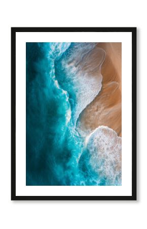 Beautiful beach with soft waves on a sandy background, top view