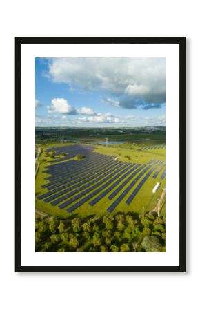 Photovoltaic Solar Panels on Sunny Day in Portugal. Aerial View