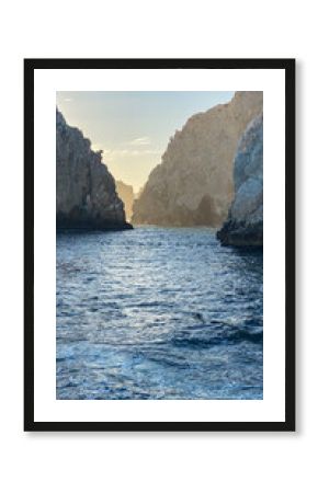 Cabo San Lucas Wave Crashing the Beach and Cliff Rocks from Boat on the Pacific Ocean