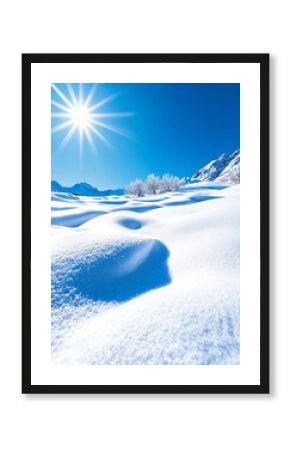 Bright Sunny Day on a Snowy Mountain Slope
