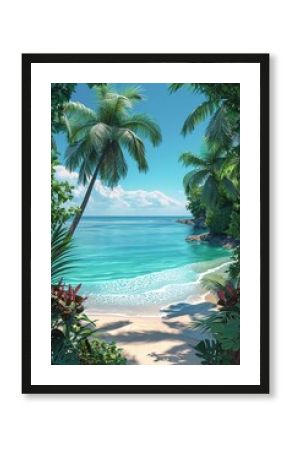 Serene entrance to a tropical beach. Framed vertical image