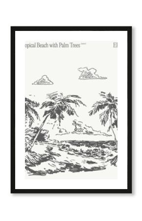 A Beautiful Tropical Beach Featuring Majestic Palm Trees An Idyllic Coastal Landscape