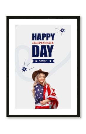 Celebrating Independence Day with an American flag and festive attire in a joyful atmosphere
