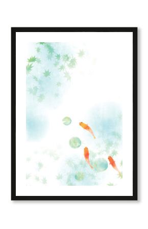 金魚　夏　水彩　和柄　背景