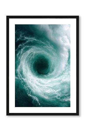 Hollow Ocean Vortex with Turbulent Swirling Currents Against Dark Background Representing Chaos and Transformation for Science and Conceptual Design