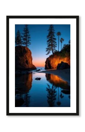 Coastal sunset reflection