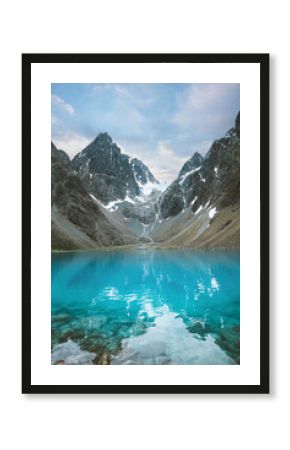 Blavatnet lake in Lyngen Alps landscape in northern Norway blue water and glacier mountains nature view travel destinations scenic view natural landmarks in Scandinavia