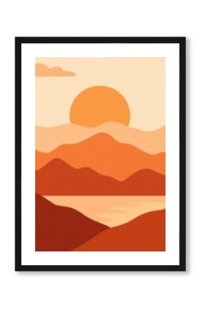 Serene abstract sunset landscape illustration.