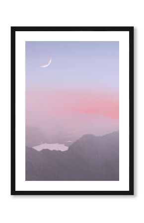 Aesthetic transparent background png, sunset mountain design