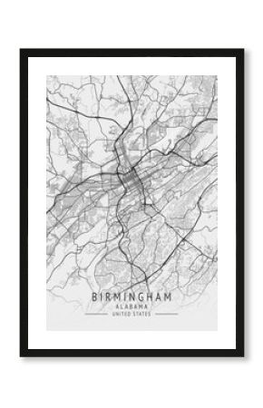 Birmingham - Alabama - US Gray Map Art