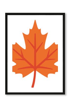 Vibrant Orange Maple Leaf Illustration with Distinct Veins and Lobes