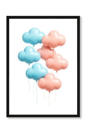 Blue and pink cloud-shaped balloons