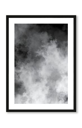 Abstract White and Gray Clouds on Black Background Weather and Nature Pattern