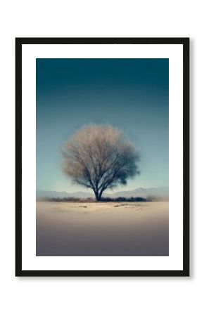Solitary Tree Against a Vast Blue Sky Landscape