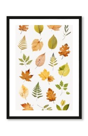 Fall pressed leaves isolated image set