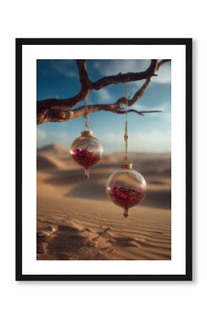 desert christmas tree decorations in the middle of the desert