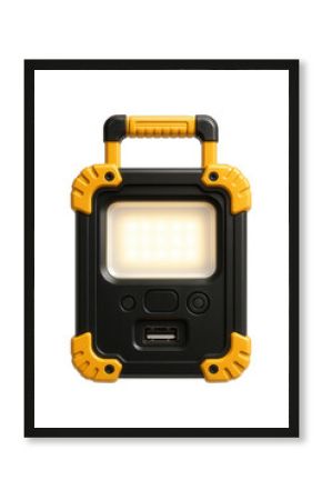 Portable LED floodlight with USB charging for remote job sites.