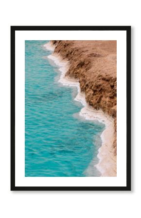 landscape of beautiful clear blue water in salt lake in Siwa oasis, Egypt