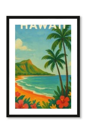 Tropical paradise vibrant beach scene.