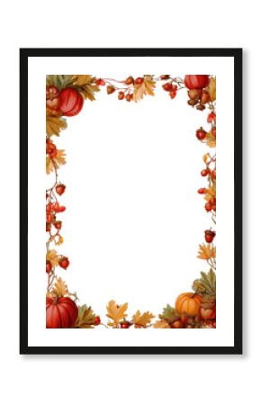 PNG Frame Pumpkins acorns maple pumpkins style illustration.