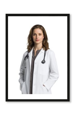 Female doctor with stethoscope professional portrait isolated