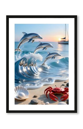 Dolphins in the sea I Wall Decor 