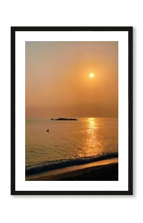  Golden Sunset Reflection on the Calm Ocean Surface
