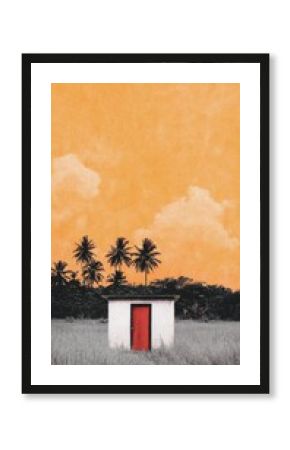 a modernist house with white walls and black windows