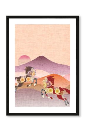 午　年賀状　干支　背景