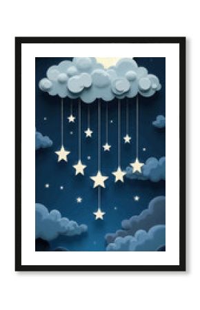 Papercraft Night Sky with Hanging Stars  