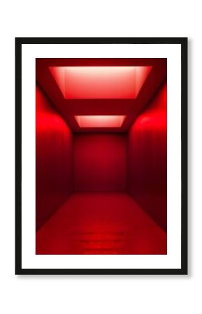 Abstract room with red walls and ceiling. minimalist photography