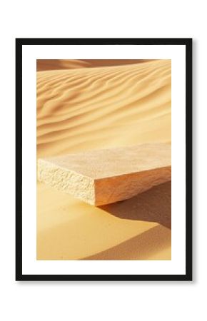 a bench on a platform in the desert 