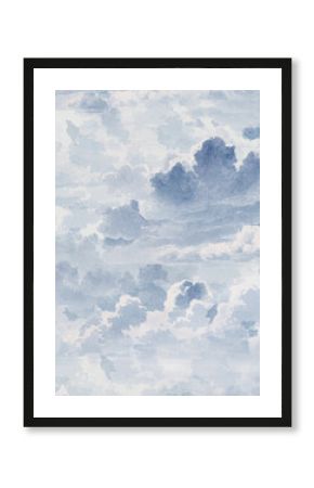 Pale Blue Watercolor Clouds Background, fluffy, spread out clouds in darker shades of blue