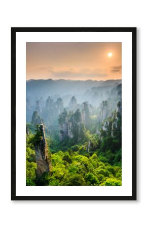  Zhangjiajie National forest park at sunset, Wulingyuan, Hunan, China