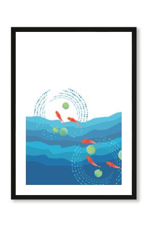 金魚　夏　水彩　和柄　背景