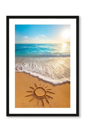 Sonne in den Sand am Meer gemalt
