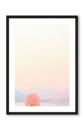 Solitary Pink Maple Tree in a Yellow Prairie Landscape