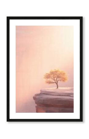 Solitary Tree on a Cliff at Sunrise