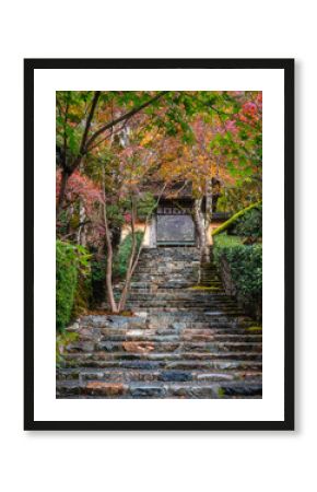 The beautiful Jakko-in Temple in Ohara during fall season. Kyoto, Japan.